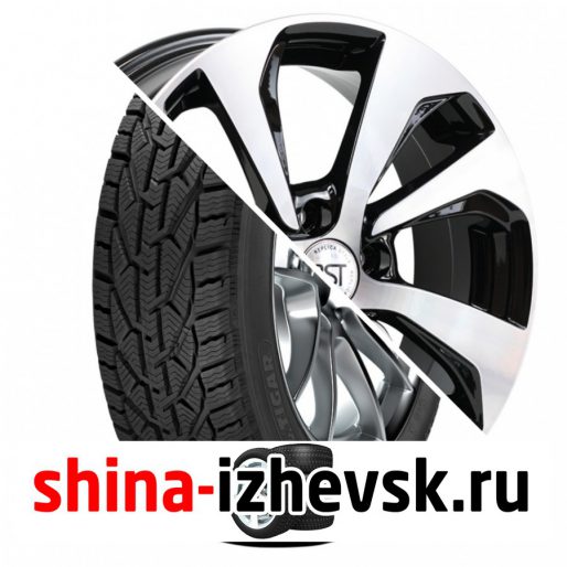 Колесо в сборе Tigar Winter 185/60 R15 T 88 + RST R005 6xR15 4×100 ET40 DIA60.1 Глянцевый черный с полированной лицевой частью в Ижевске